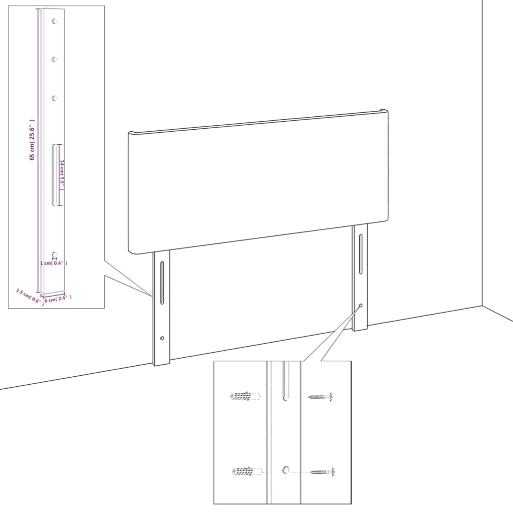 vidaXL Kopfteil mit Ohren Hellgrau 93 cm Stoff höhenverstellbar