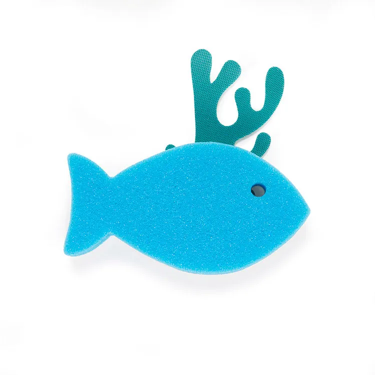 Kikkerland Home Fish Grab N Scrub Schwamm Fisch mit Halter
