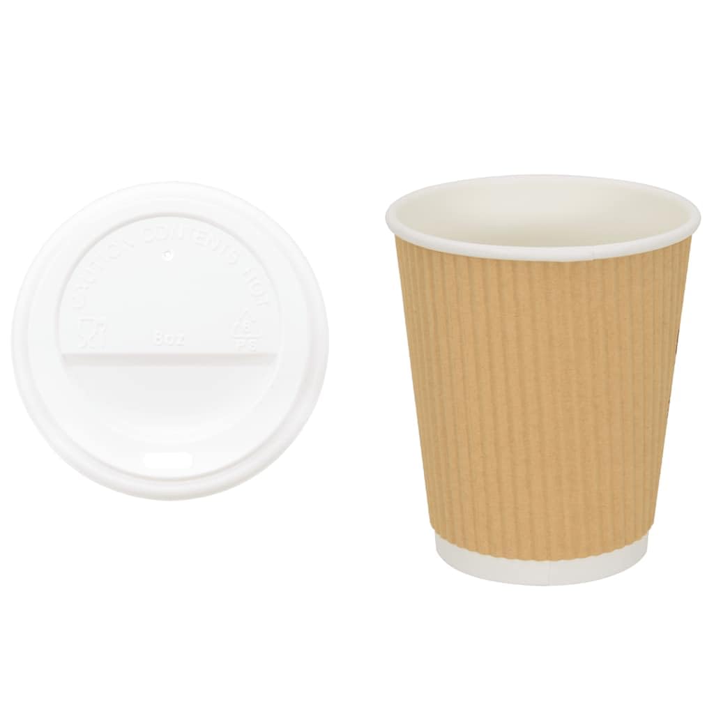 vidaXL Pappbecher mit Deckel 12oz 300ml 1000 Stück auslaufsicher