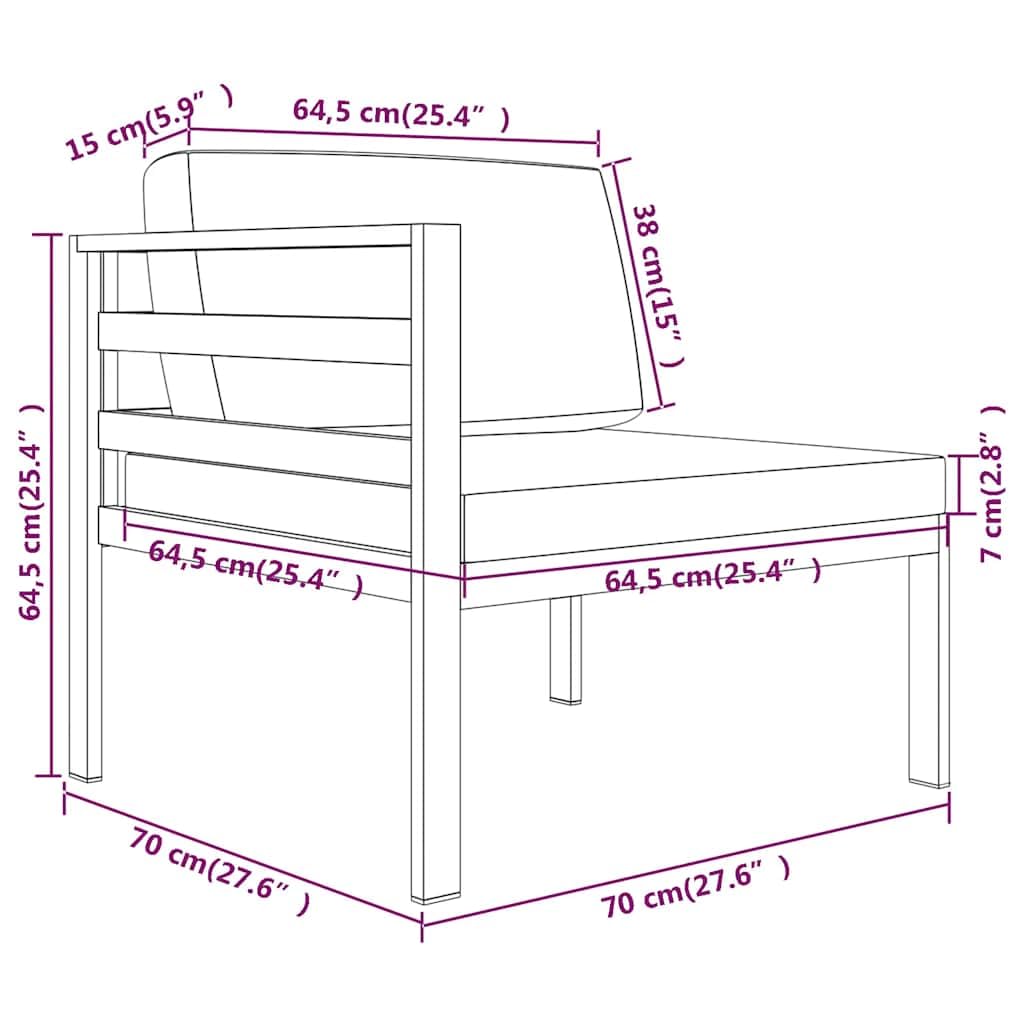 vidaXL Ecksofa Modul Aluminium Anthrazit mit Auflagen 1 Stk