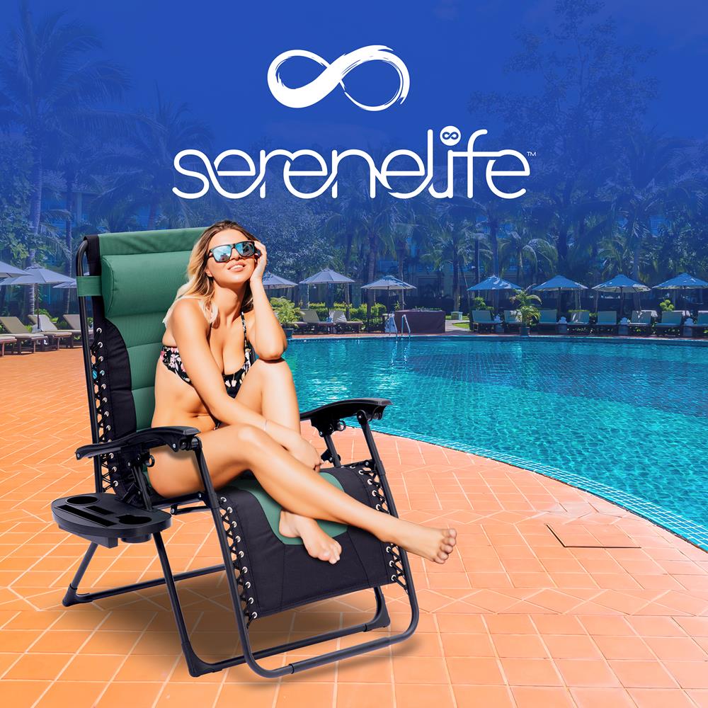 Serenelife Furniture Zero Gravity Liegestuhl Grün Stahl Textilene