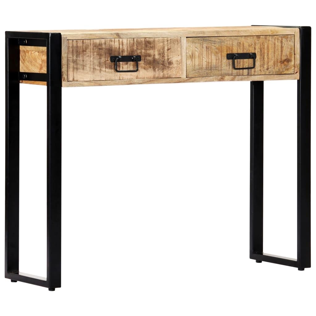 vidaXL Mangoholz Konsolentisch 90x30x75cm 2 Schubladen Massiv