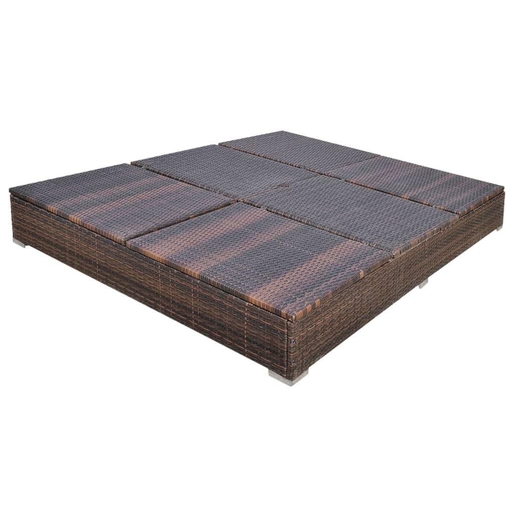 vidaXL Outdoor-Loungebett Braun Rattan Sonnenliege 2 Personen