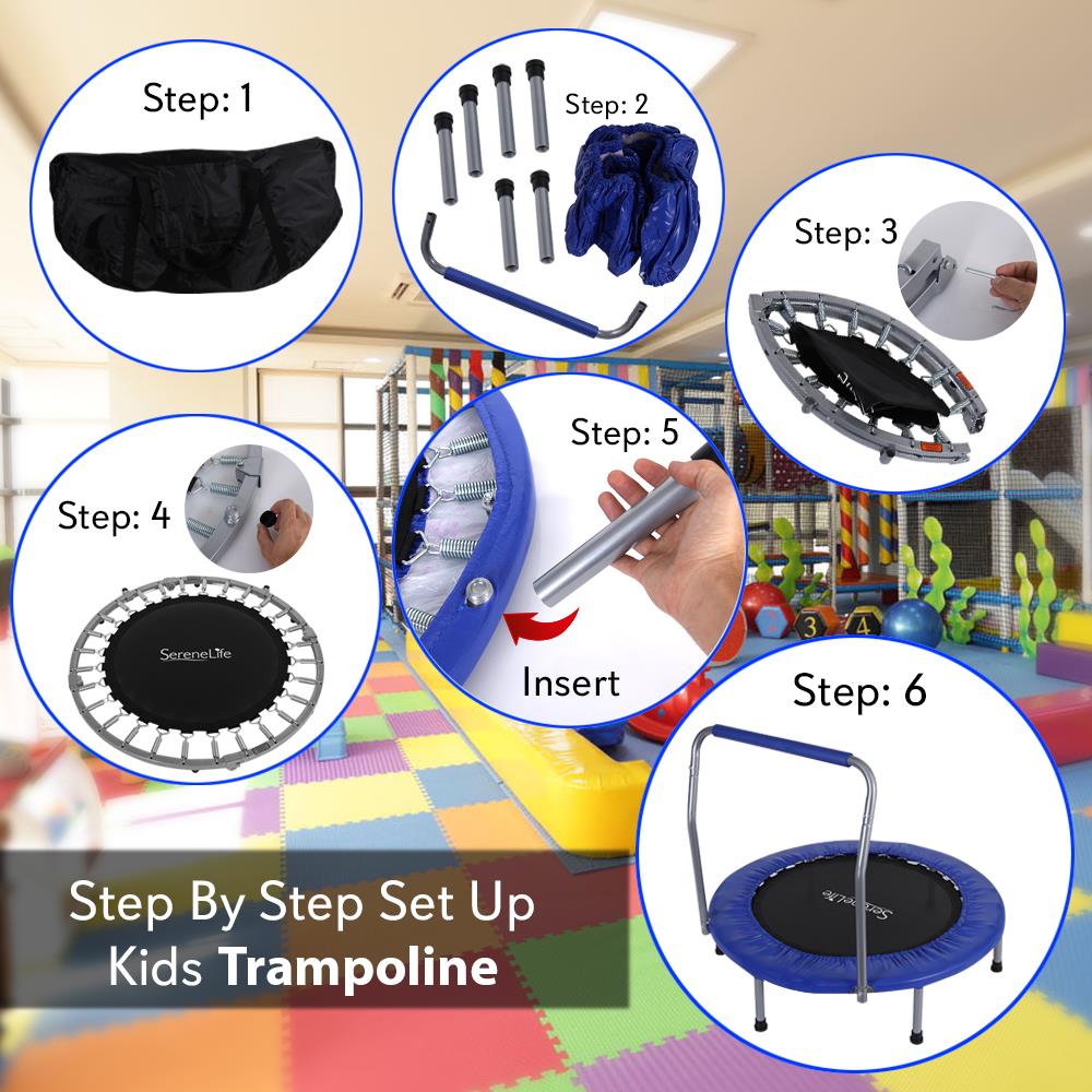 Serenelife Fitness Trampolin Kinder 91 cm Dunkelblau klappbar