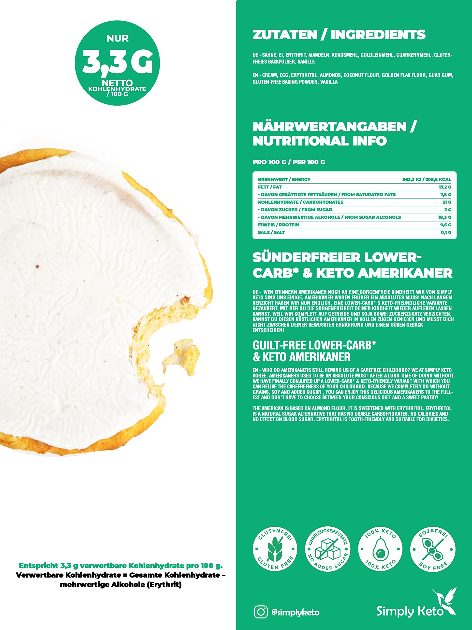 Simply Keto Amerikaner Classic Keto Gebäck 120g zuckerfrei