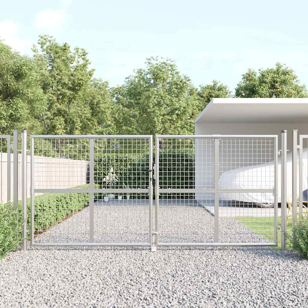 vidaXL Heim & Garten Maschen-Gartentor 300x125 cm Silber verzinkt