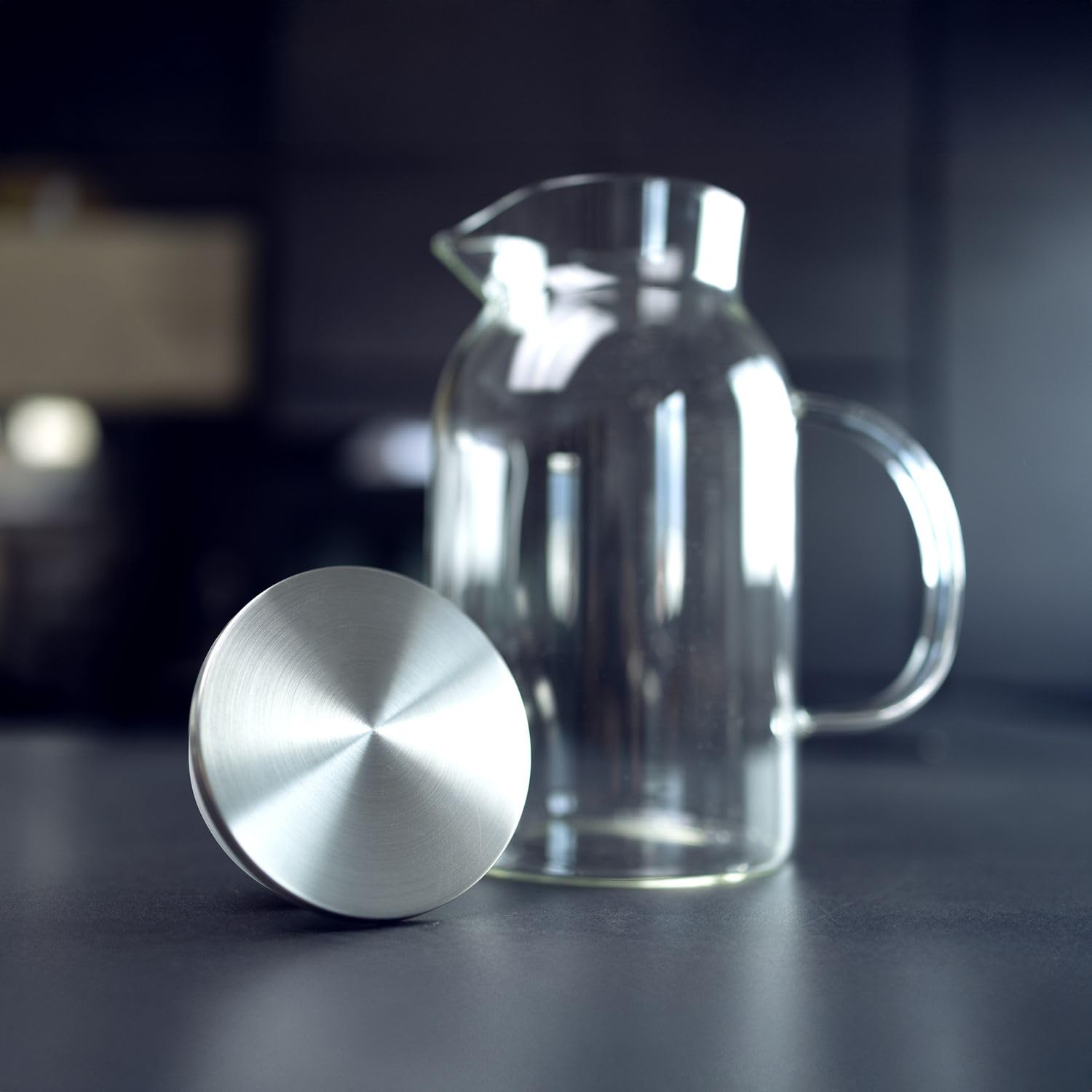 Intirilife Karaffe mit Filter 1,8l Glas klar