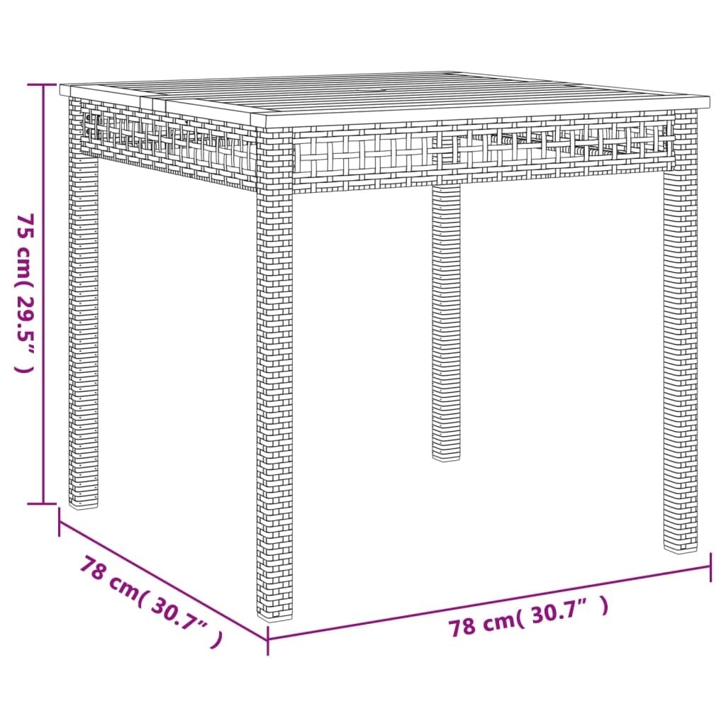 vidaXL Garten-Essgruppe Grau Poly Rattan 80 cm 2-tlg
