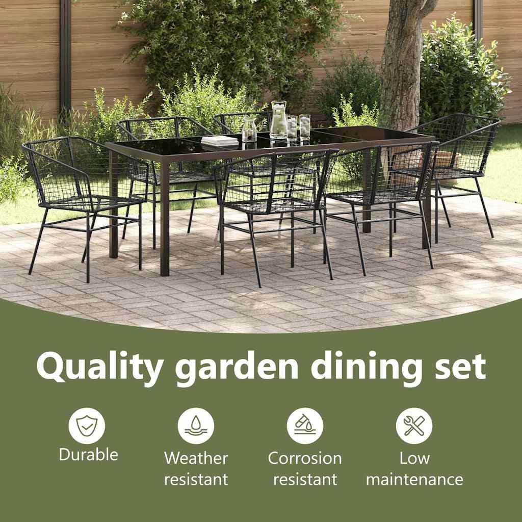 vidaXL Garten Essgruppe Schwarz Poly-Rattan 7 Stk.