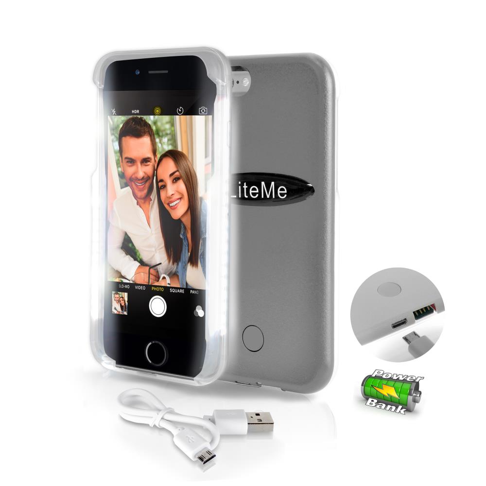 Serenelife Lite-Me iPhone 6/6s Hülle Grau LED Powerbank