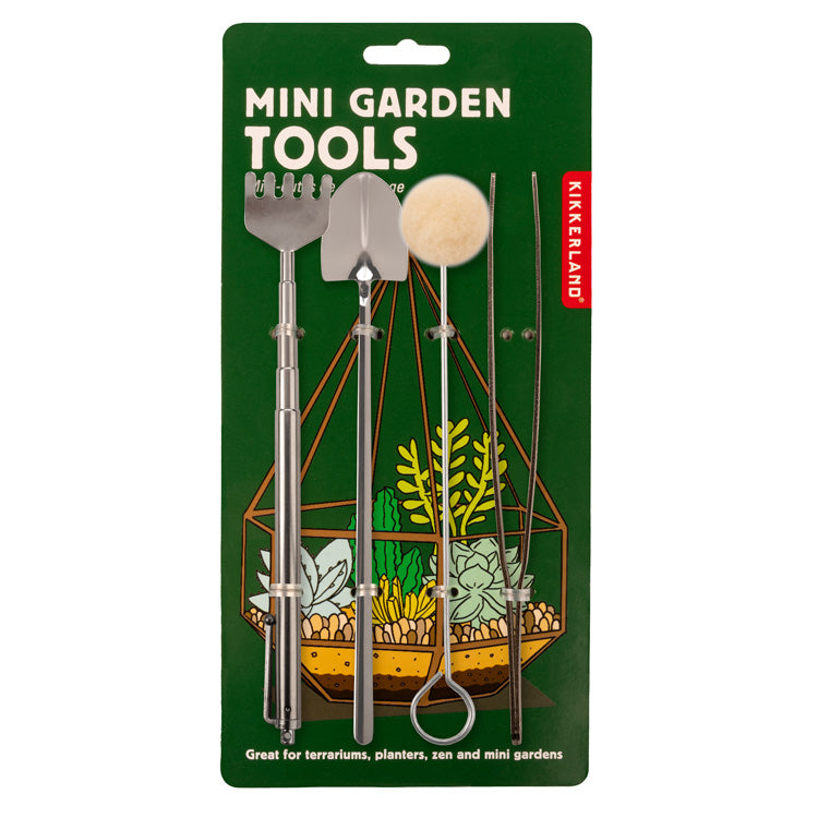 Kikkerland Mini Garden Tools Terrarium Set 4-tlg Edelstahl