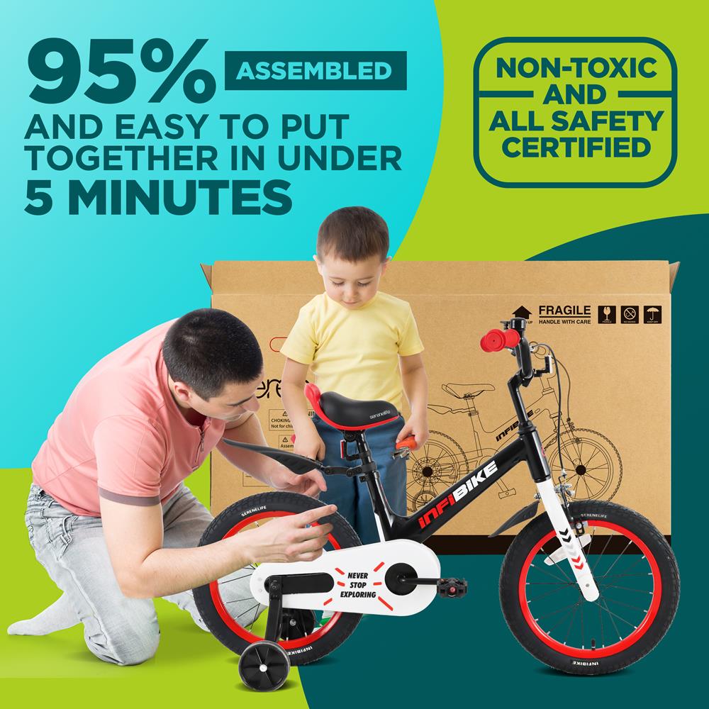 Serenelife Bicycle 16" Kinderfahrrad 16 Zoll mit Stützrädern