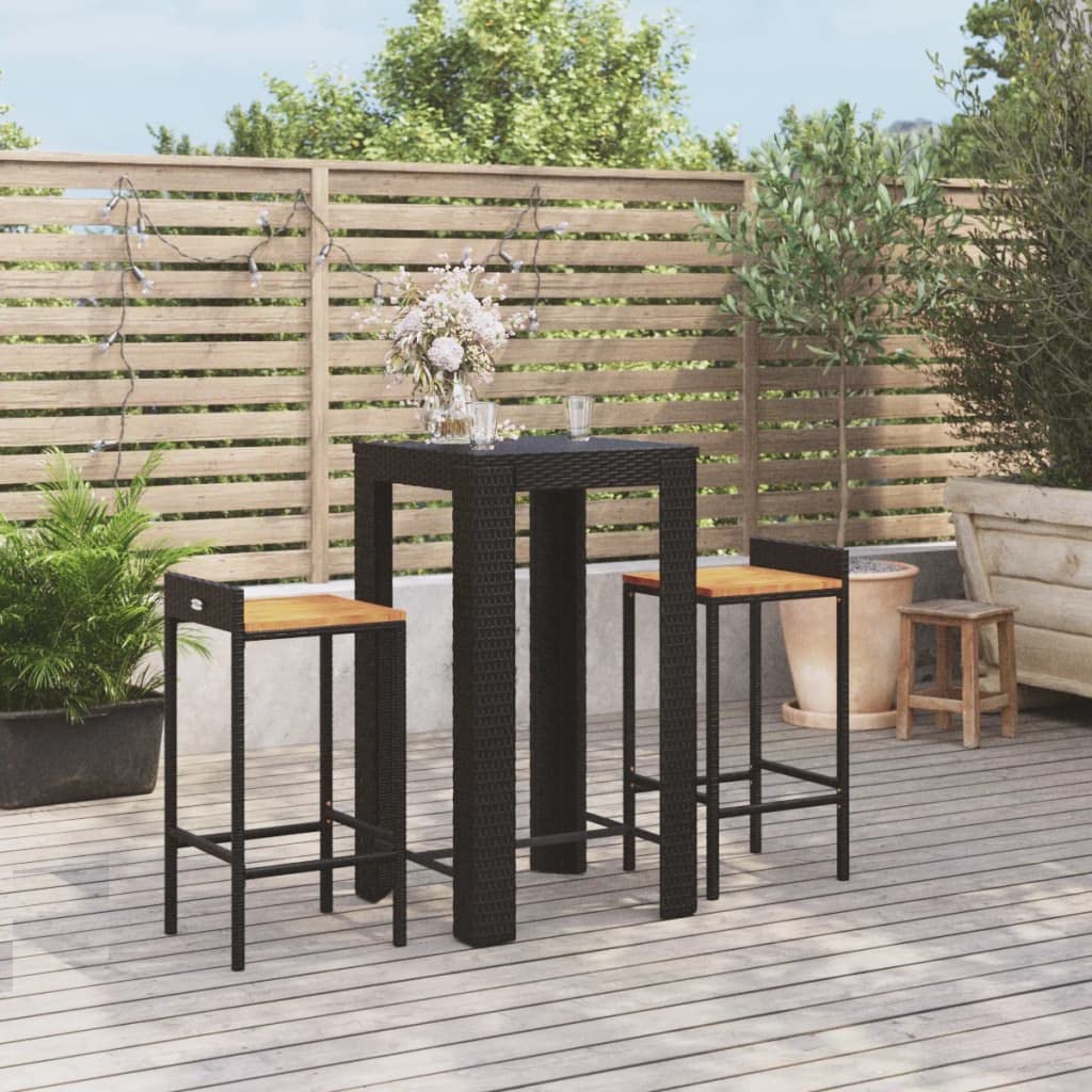 vidaXL Heim & Garten 3-tlg. Gartenbar-Set schwarz Akazie