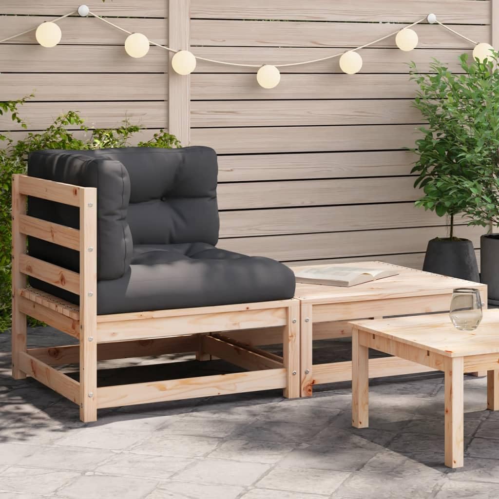 vidaXL Heim & Garten Garten-Ecksofa Kiefer mit Hocker Natur