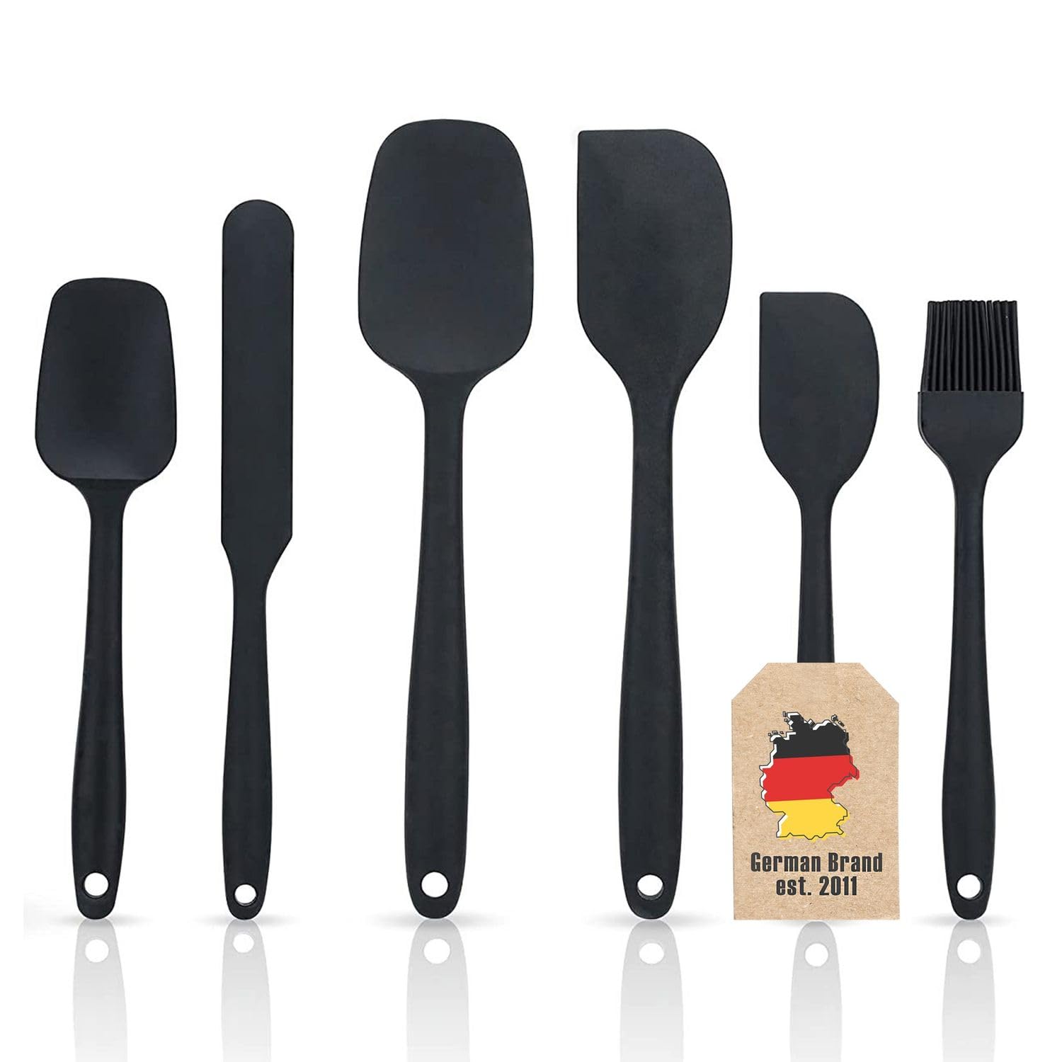 Intirilife Spatel Set Silikon Schwarz 6-teilig 230°C