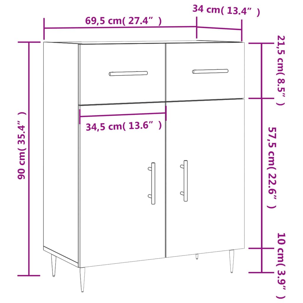 vidaXL Sideboard 69,5x34x90 cm Holz Weiß mit Türen