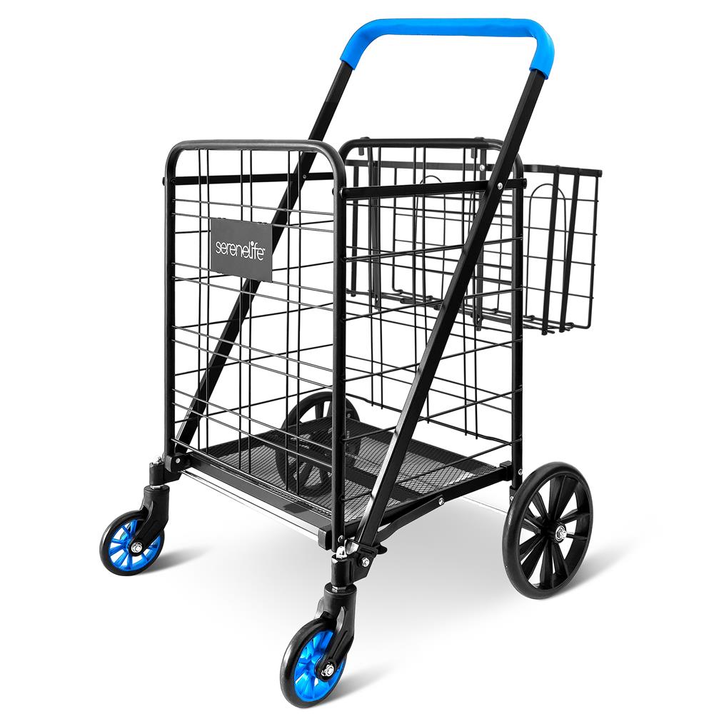 Serenelife Storage Einkaufstrolley faltbar Schwarz 50kg