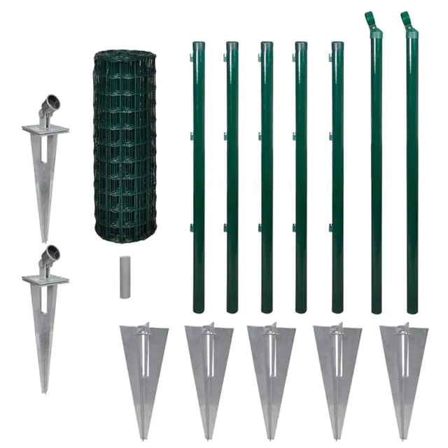vidaXL Heim & Garten Zaun-Set Grün 10x0,8 m Stahl