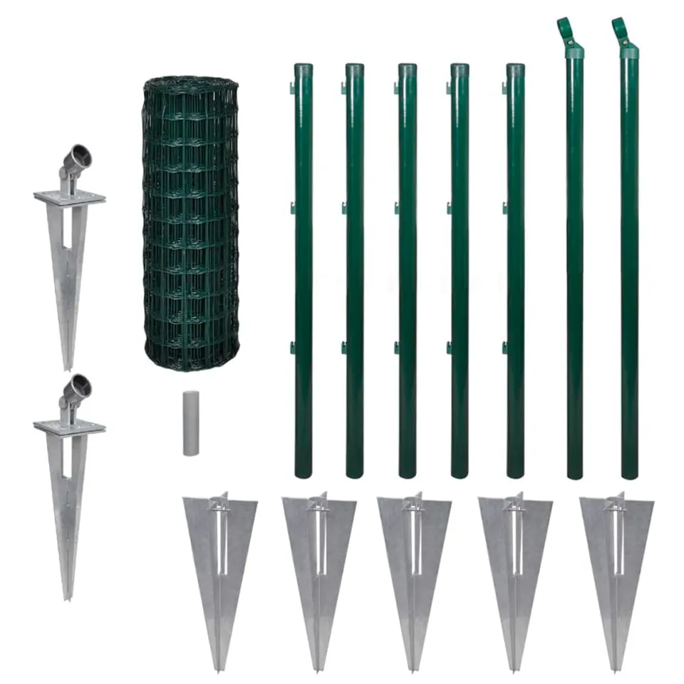 vidaXL Heim & Garten Zaun-Set Grün 10x0,8 m Stahl