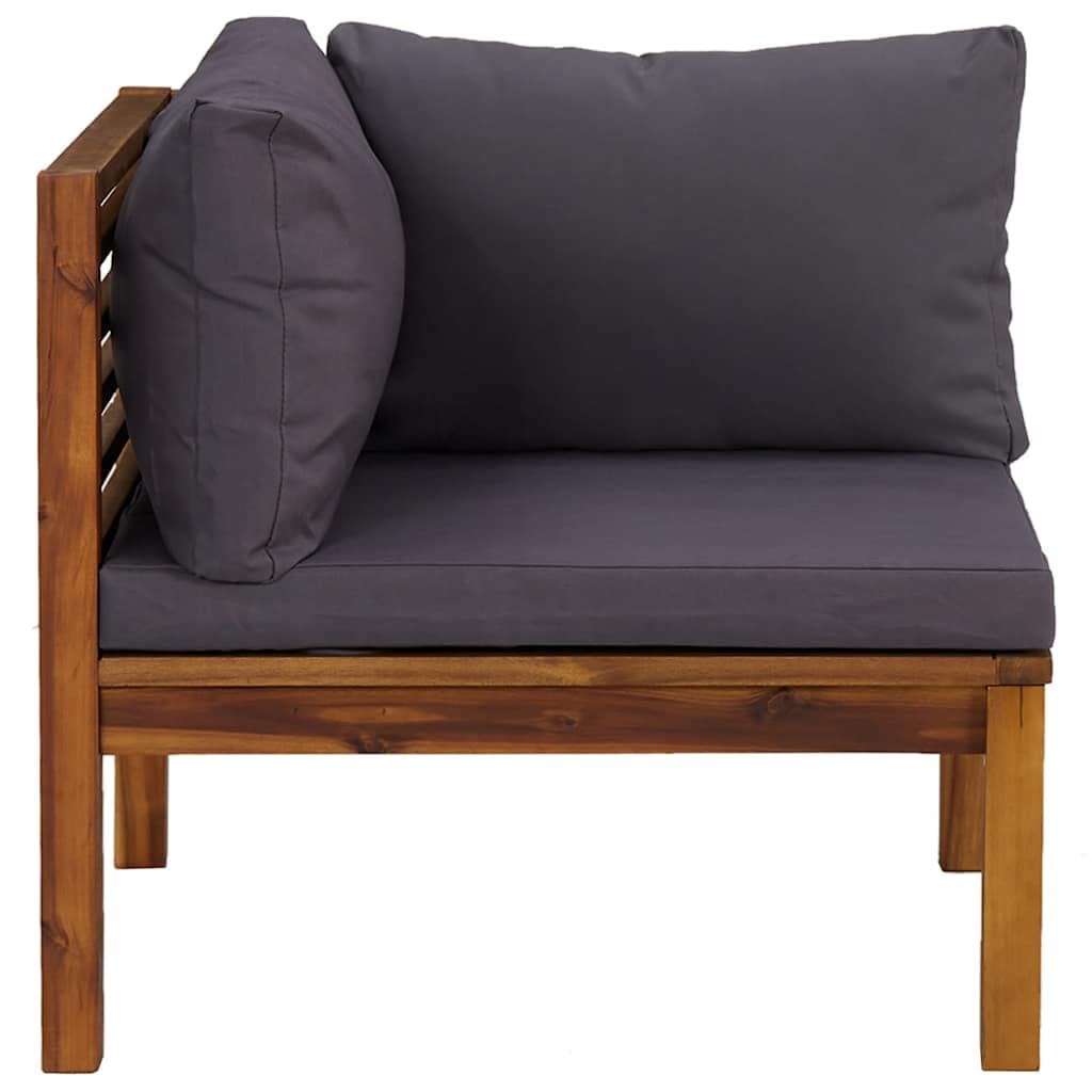 vidaXL Heim & Garten Ecksofa 2-tlg Teak Dunkelgrau Kissen