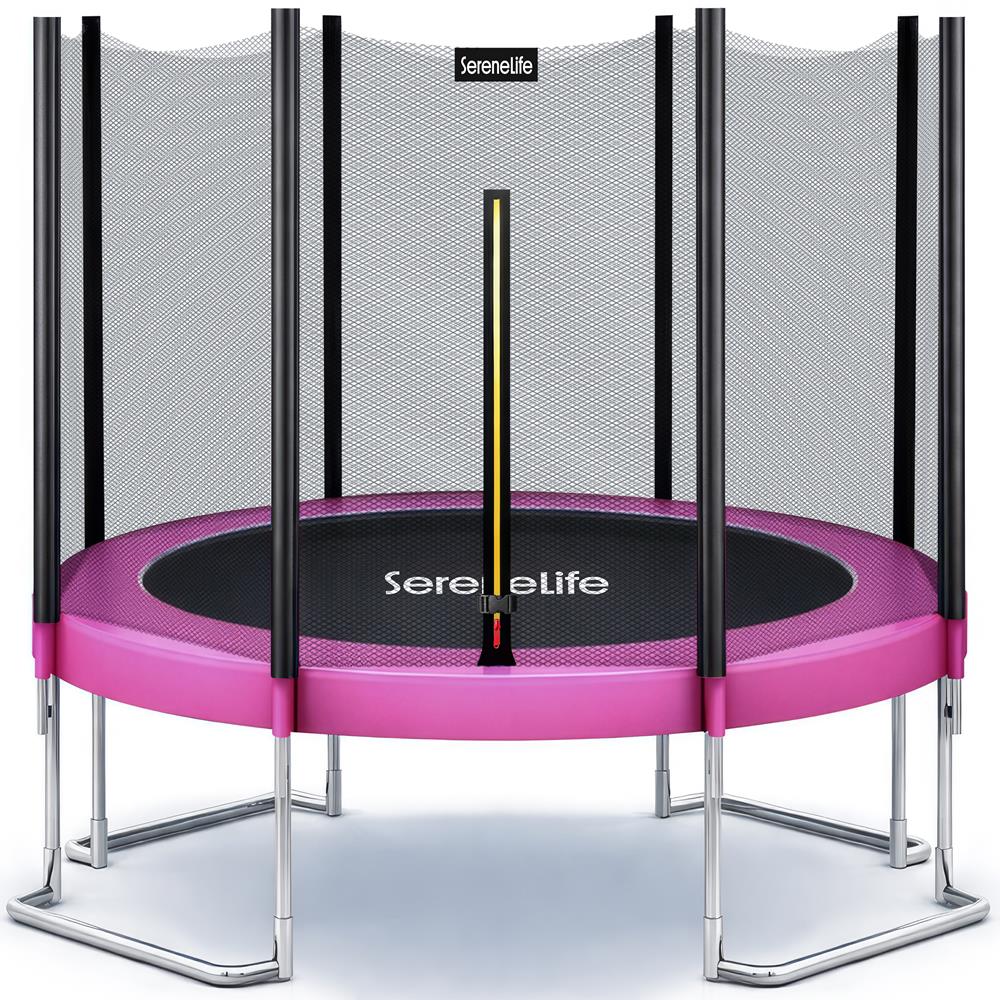 Serenelife Fitness Trampolin 10FT Outdoor Pink mit Netz