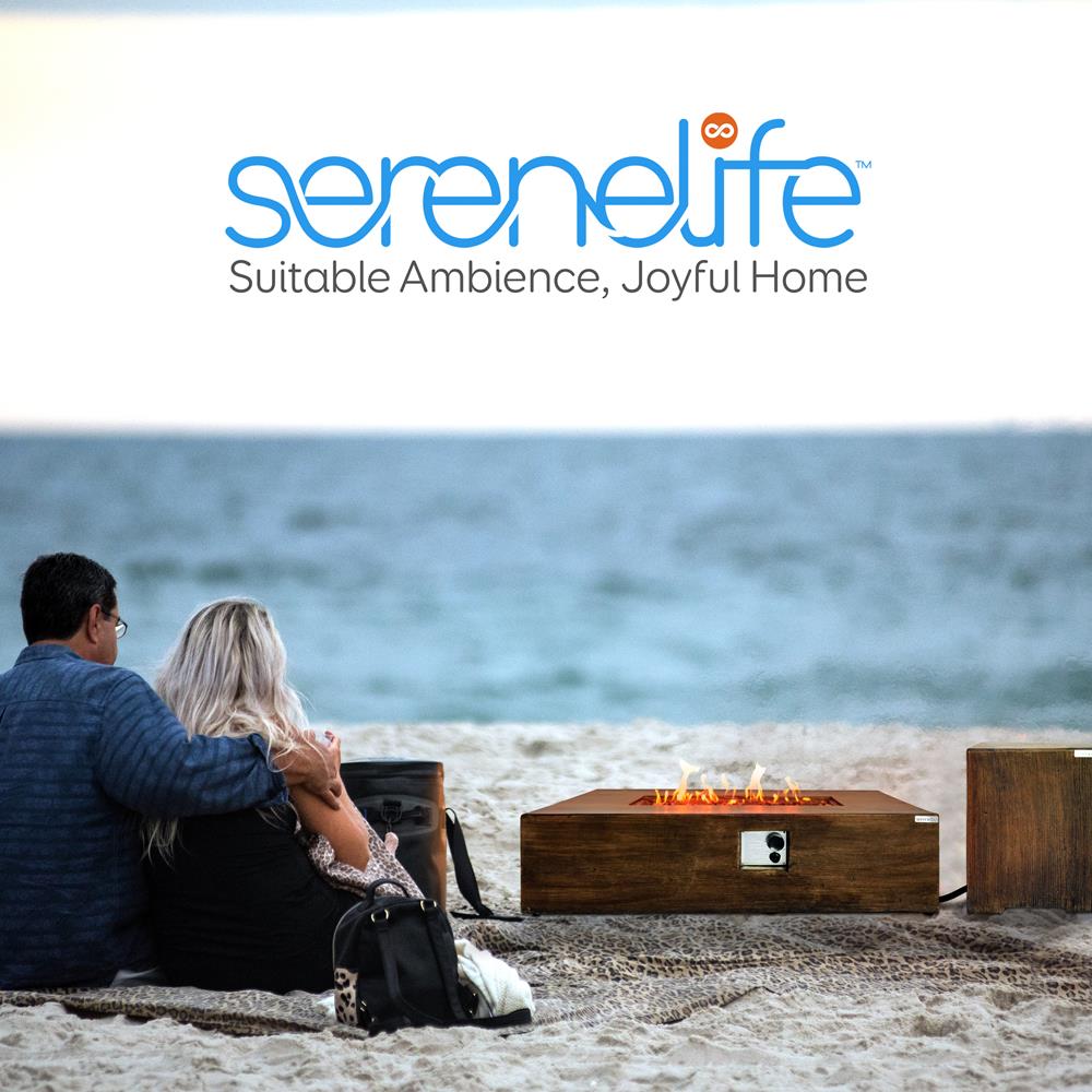 Serenelife Fire Pit Gas Feuertisch 50000BTU wetterfest mit Lavastein