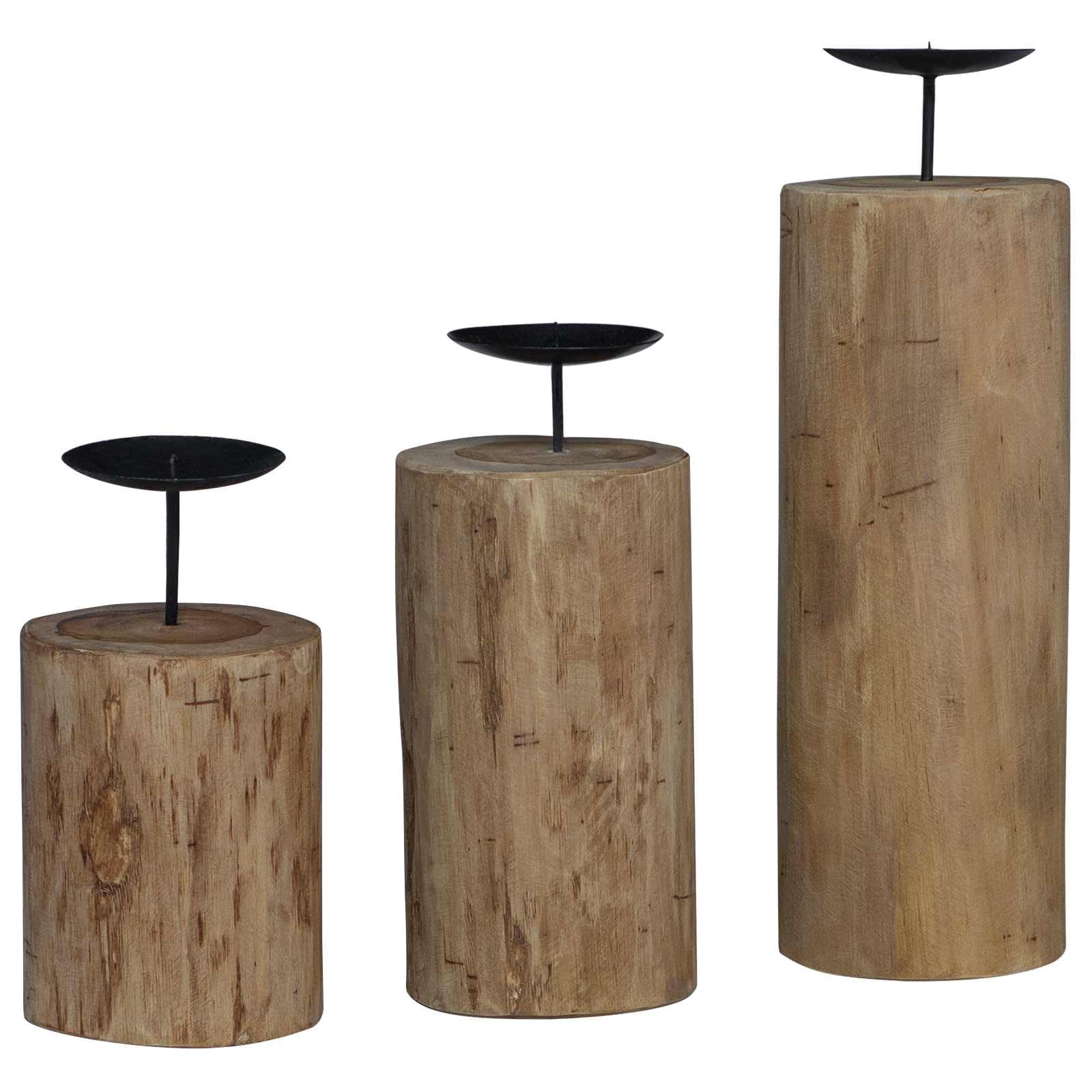 vidaXL Heim & Garten Kerzenhalter 3er Set Teak Natur Massivholz
