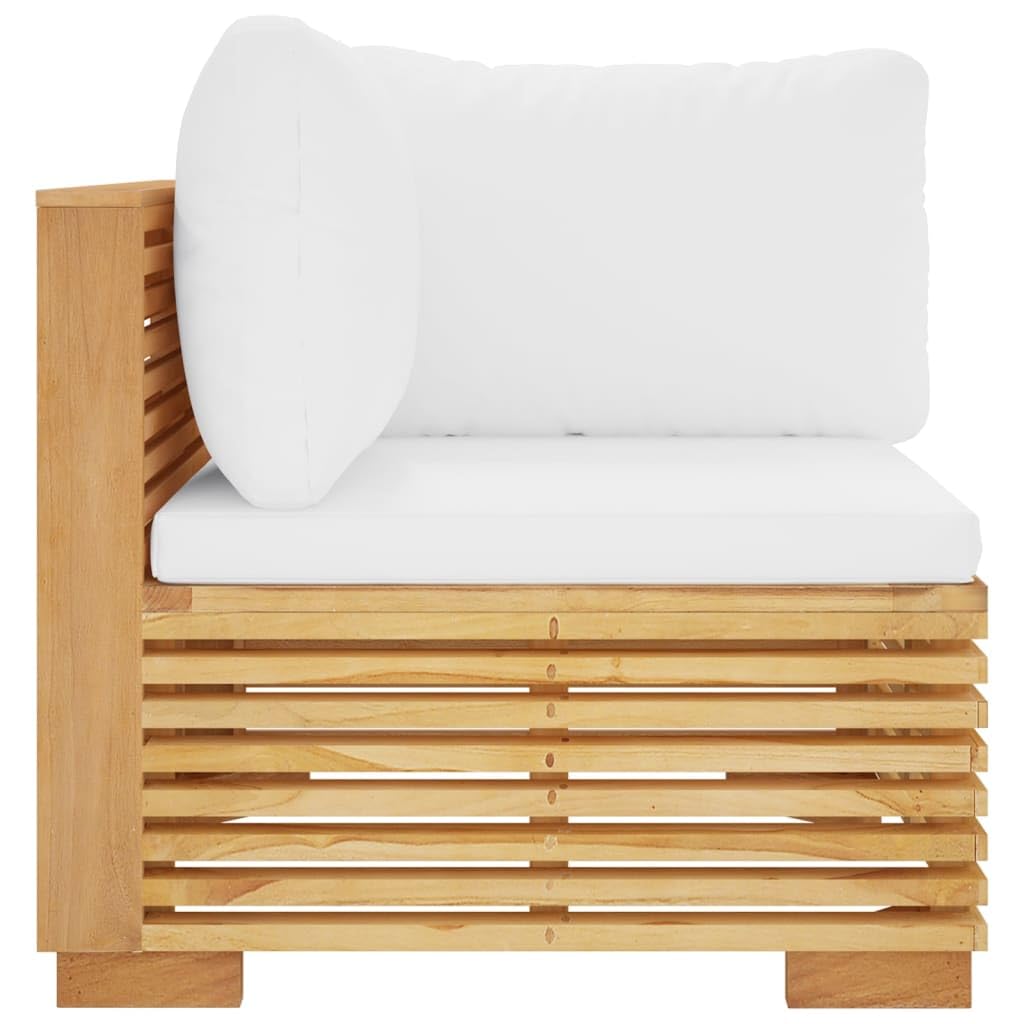 vidaXL Heim & Garten Garten-Ecksofa Teak Creme Kissen wetterfest