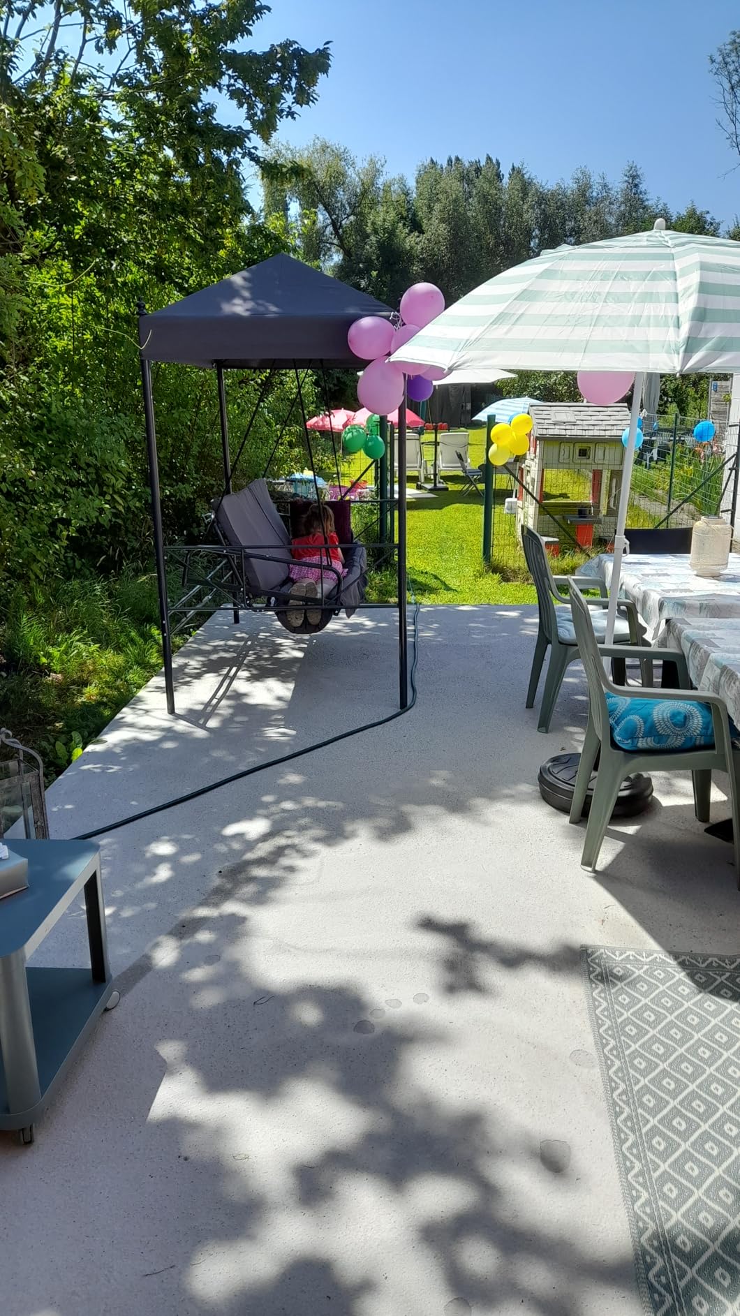 vidaXL Hollywoodschaukel Stahl Schaukelbank Grau mit Dach