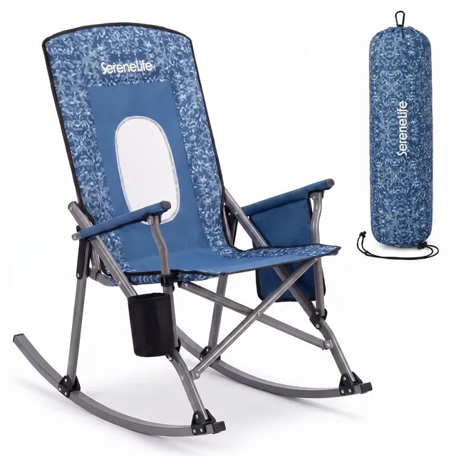 Serenelife Furniture SLRCKCHTBBC Schaukelstuhl blau Camouflage