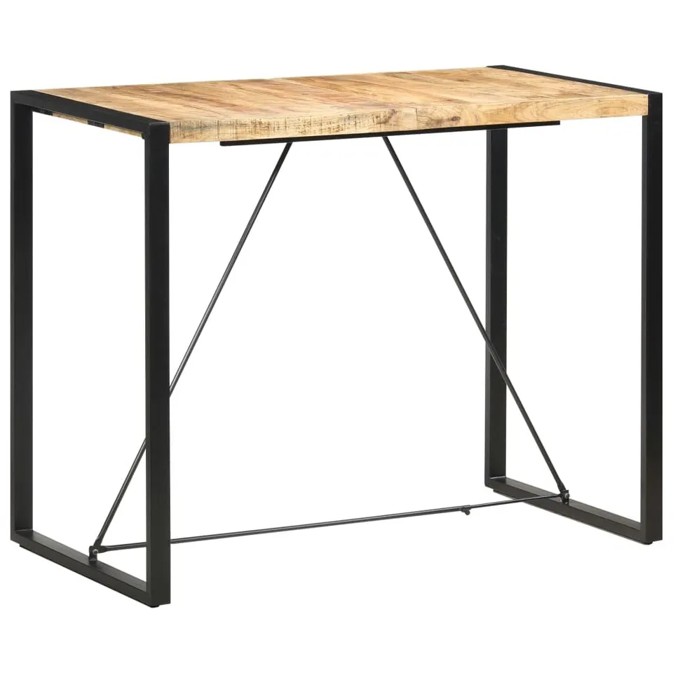 vidaXL Möbel Bartisch 140x70x110 Mango Hellbraun Stahl