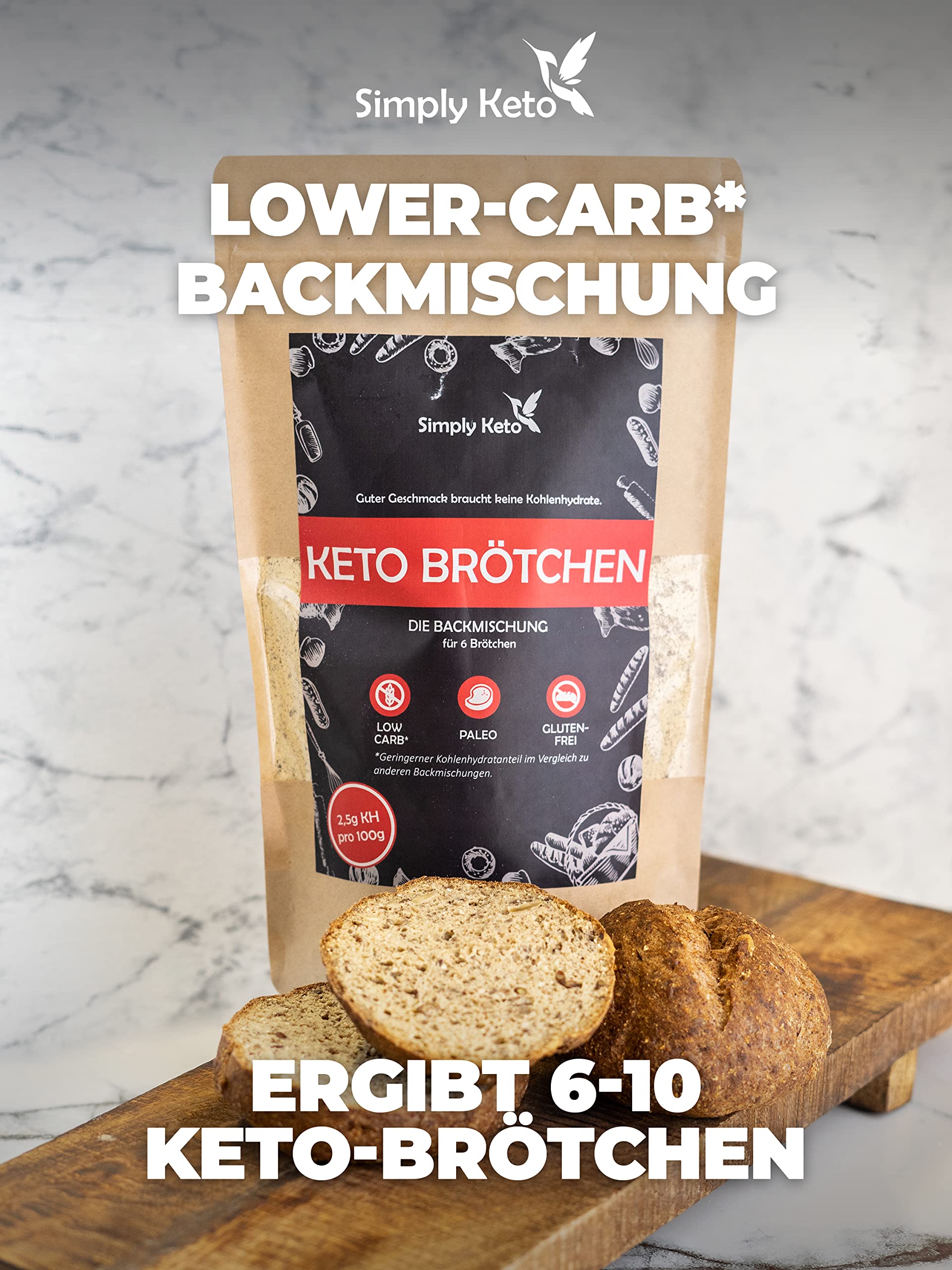Keto Backzutaten Brötchen Backmischung 340 g Low Carb