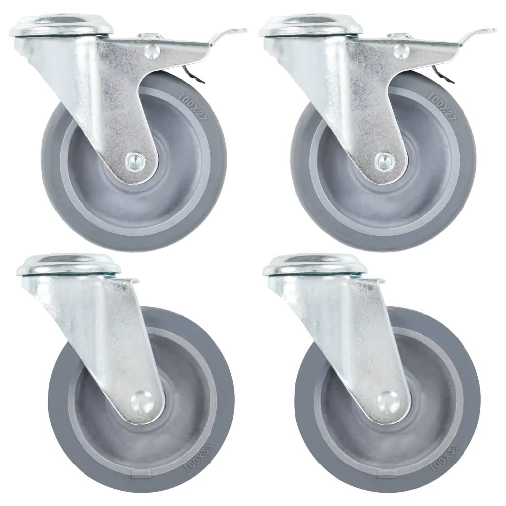 vidaXL 12x Lenkrollen 100 mm Schwerlastrollen 60 kg mit Bremse