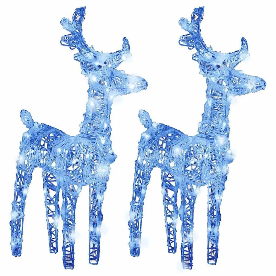 vidaXL LED-Rentiere 2 Stk Weihnachtsdeko Blau 80 LEDs Acryl