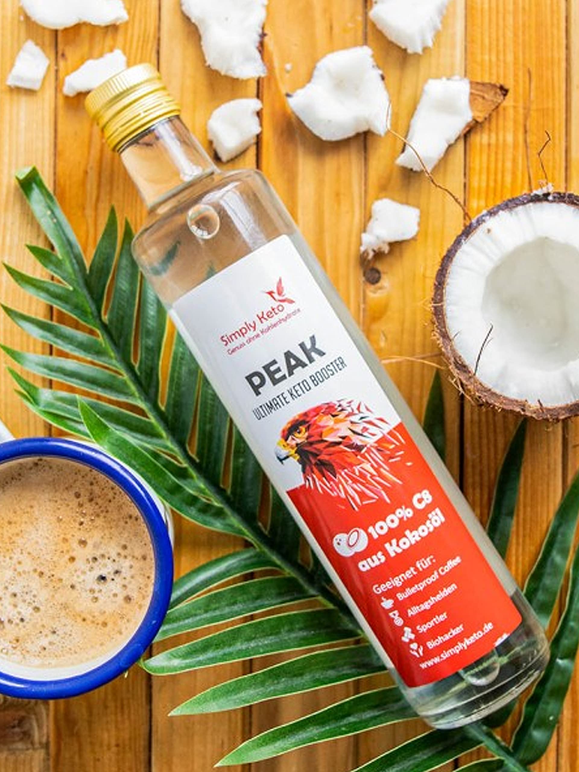 Simply Keto Peak C8 MCT Öl 500ml Kokos geschmacksneutral