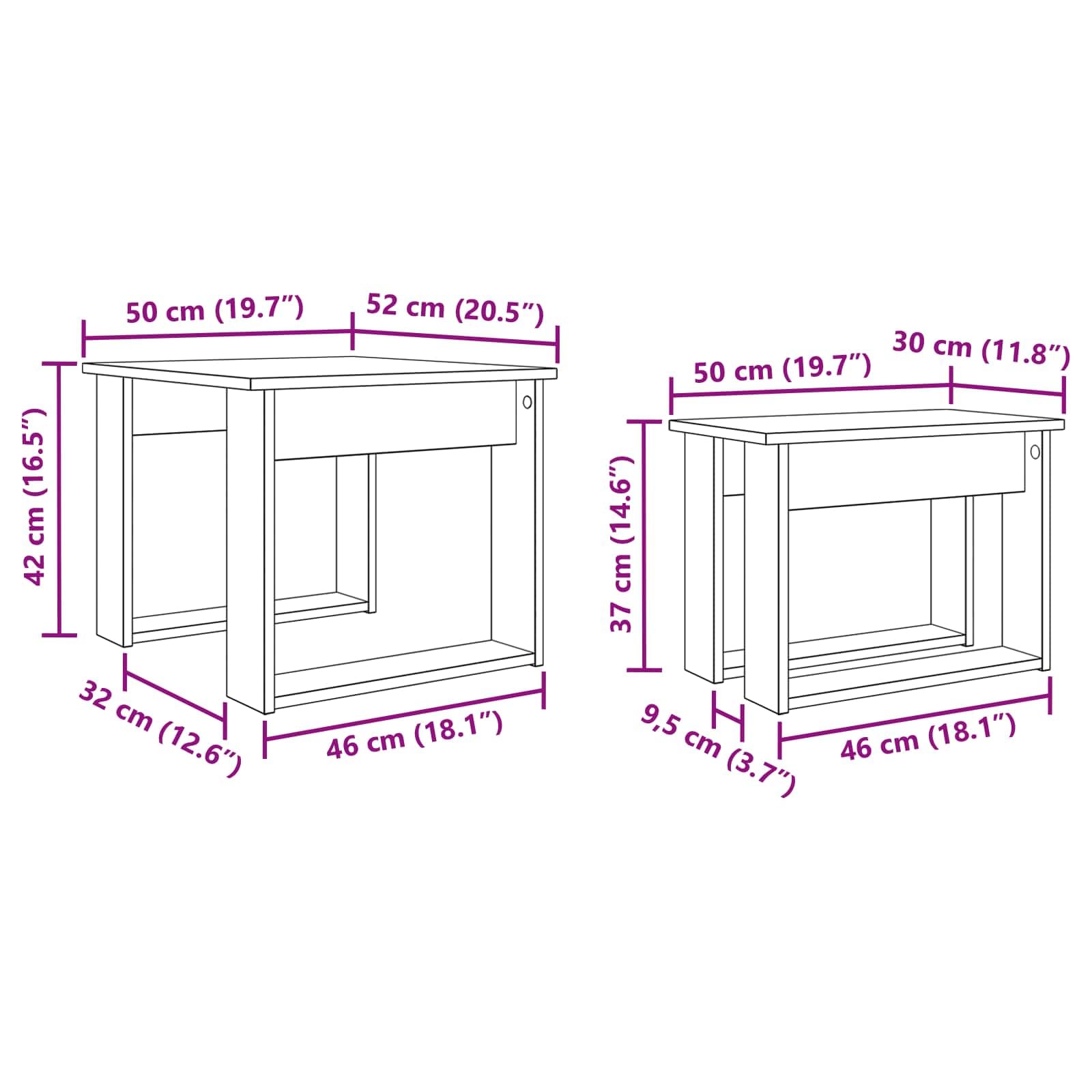 vidaXL Heim & Garten Couchtisch Set 2-tlg Weiß Holzwerkstoff