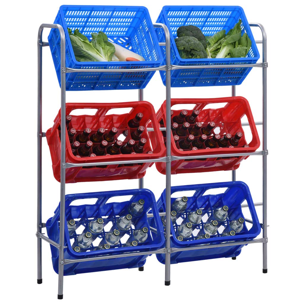 vidaXL Kastenregal 6 Kisten Silbern 96x33x116 cm Stahl