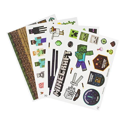 Paladone Minecraft Gadget-Abziehbilder Sticker-Set 4 Blätter wasserfest