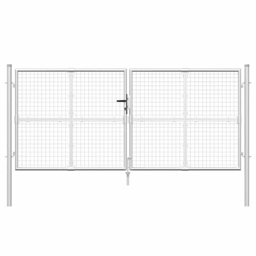 vidaXL Heim & Garten Maschen-Gartentor 300x125 cm Silber verzinkt