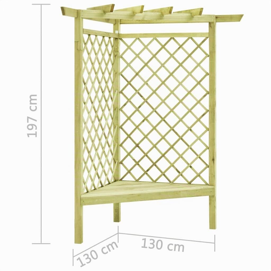 vidaXL Heim & Garten Eckpergola 130x130x197 Kiefer Bank