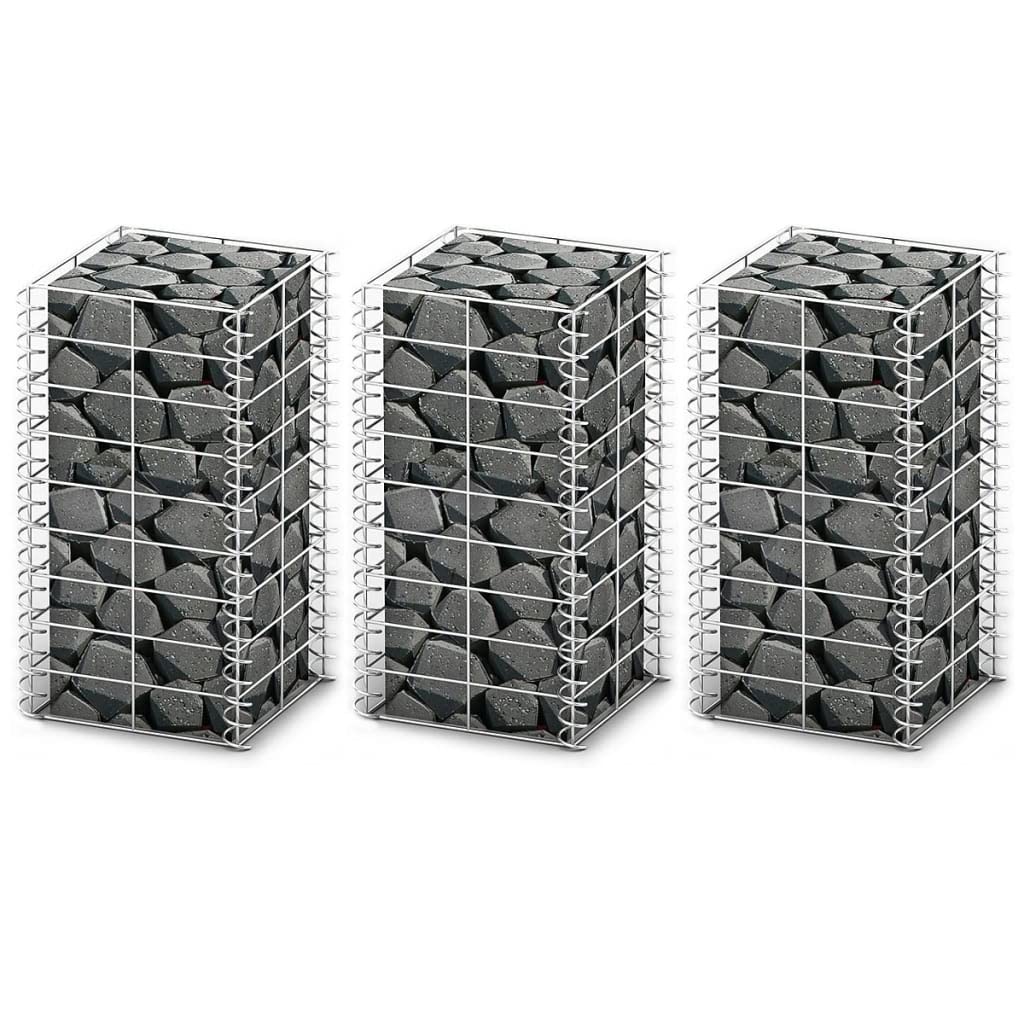vidaXL Heim & Garten Gabione 25x25x50 cm Steinkorb 3er Set verzinkt