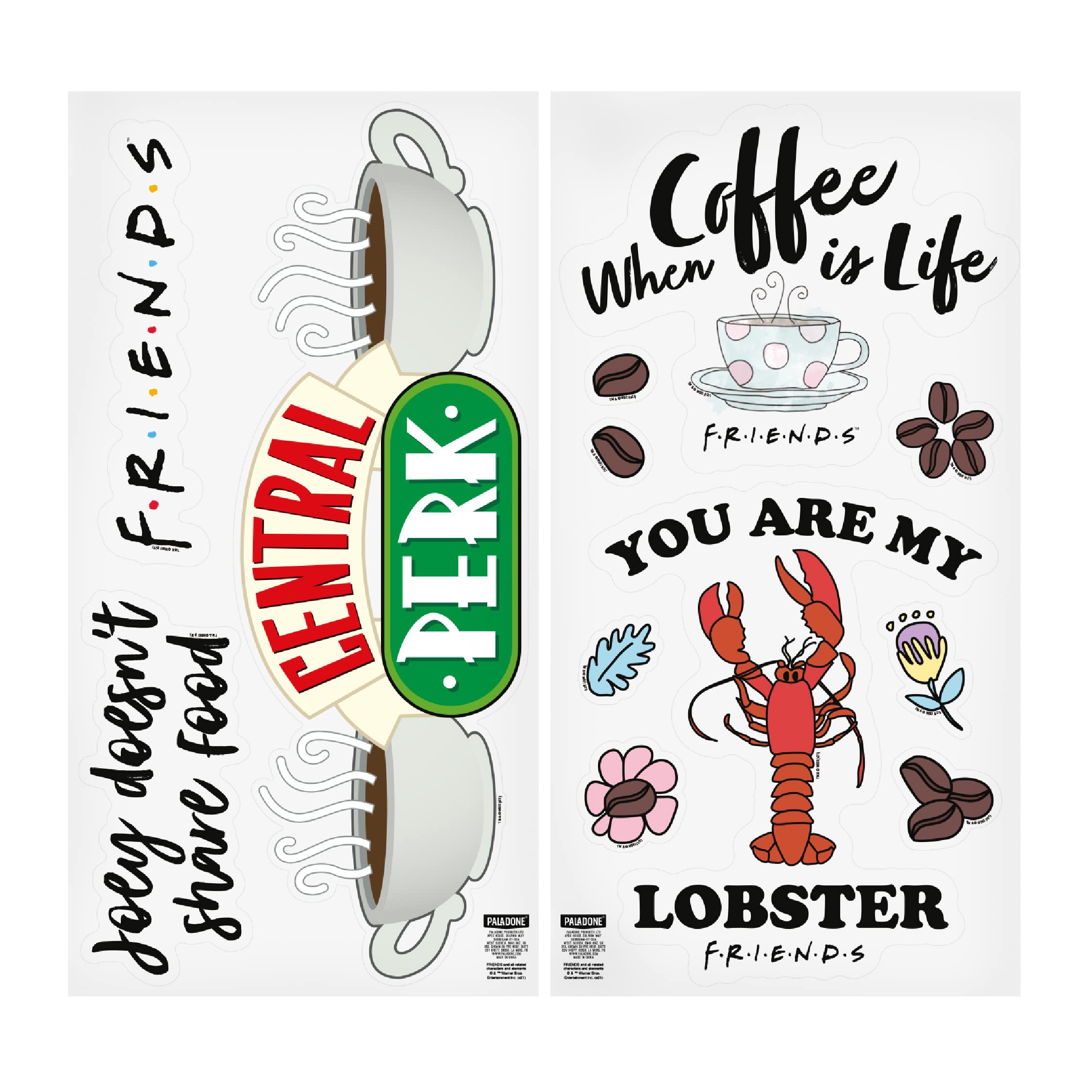 Paladone Friends Wandaufkleber Set 20 Sticker wasserdicht