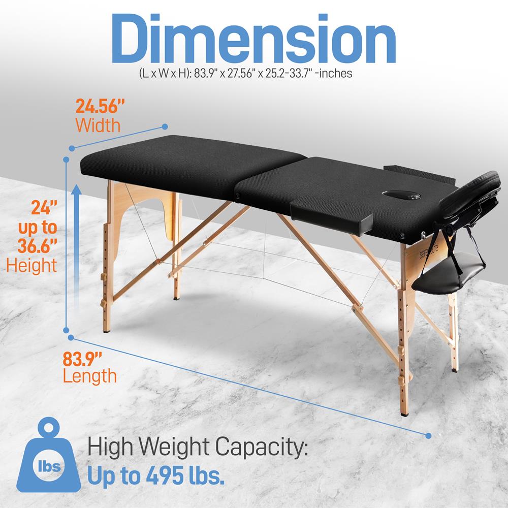 Serenelife Massageliege Holz PU-Leder verstellbar 84 Zoll