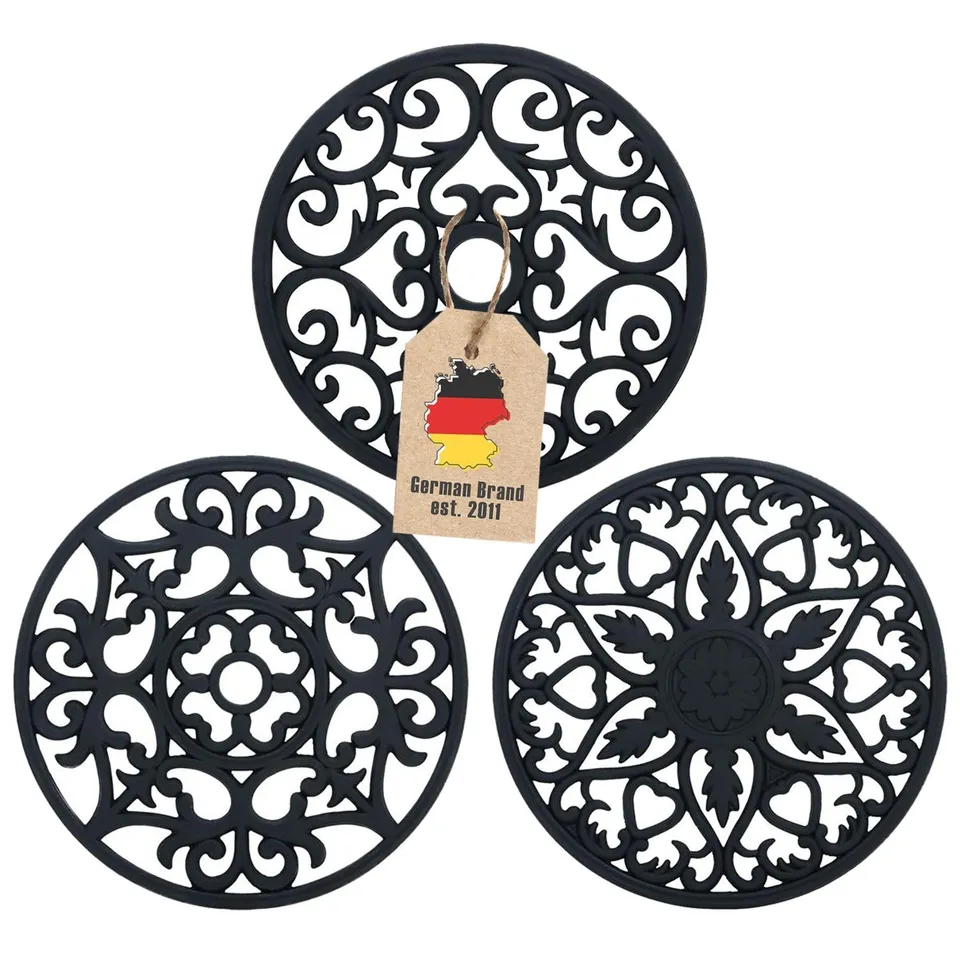Intirilife Topfuntersetzer Silikon Schwarz 19,5 cm 3 Stück