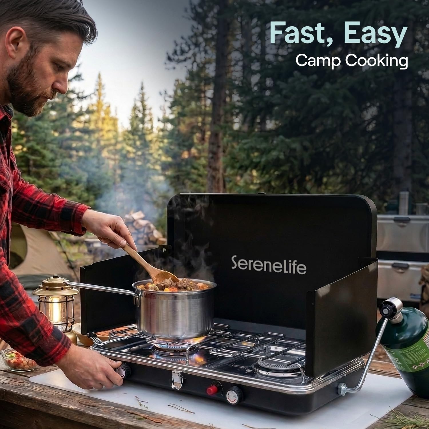 Serenelife SLCMPSTV Gaskocher 2-flammig mit Koffer