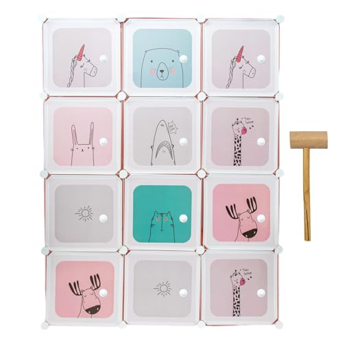 Intirilife Kleiderschrank Steckregal Kinder Rosa 12 Türen