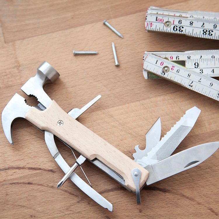 Kikkerland Wooden Hammer Multi-Tool 10-in-1 Buche