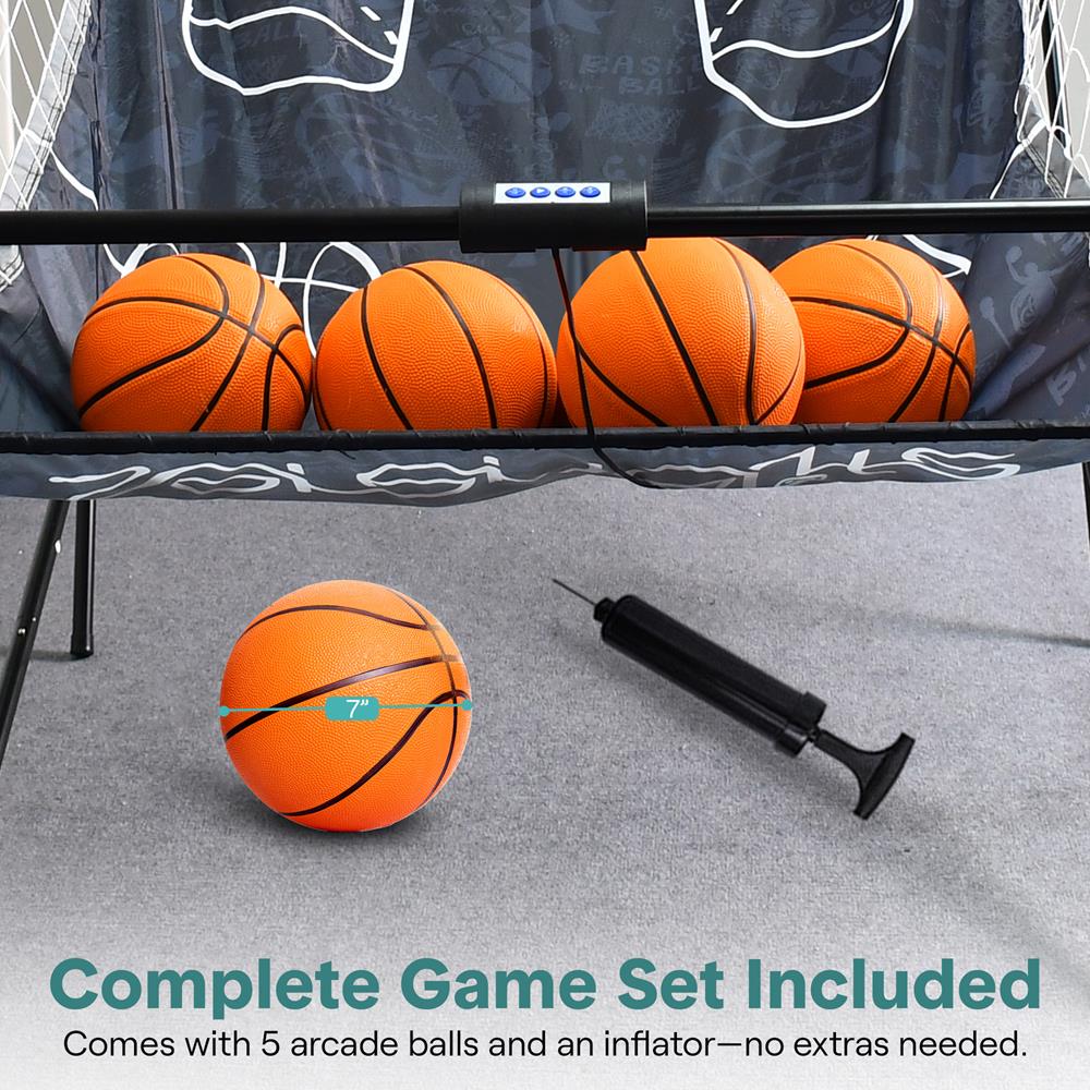 Serenelife Basketballspiel Dual Hoop LED klappbar 5 Bälle