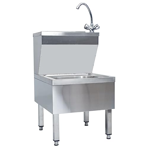 vidaXL Handwaschbecken Edelstahl freistehend 2 Becken Hahn