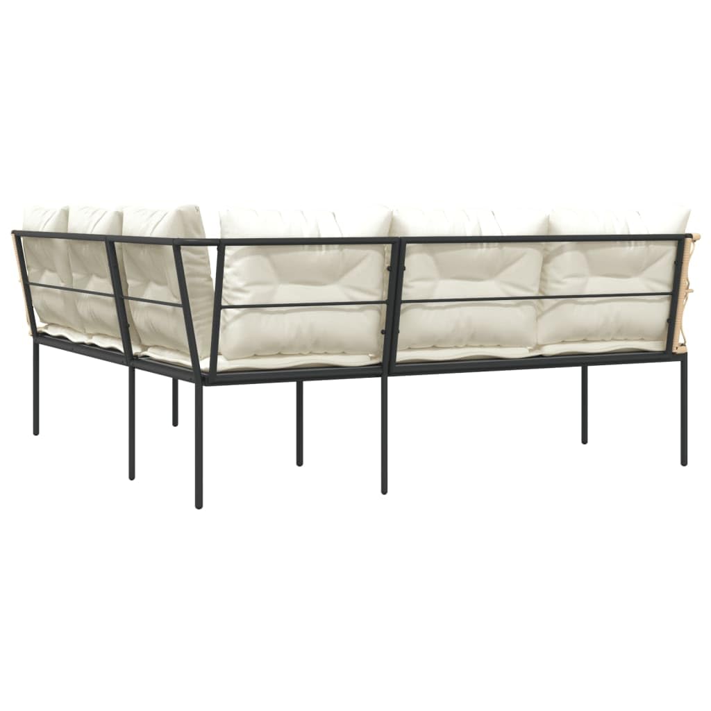 vidaXL Heim & Garten Gartensofa L-Form weiß Textilene mit Kissen